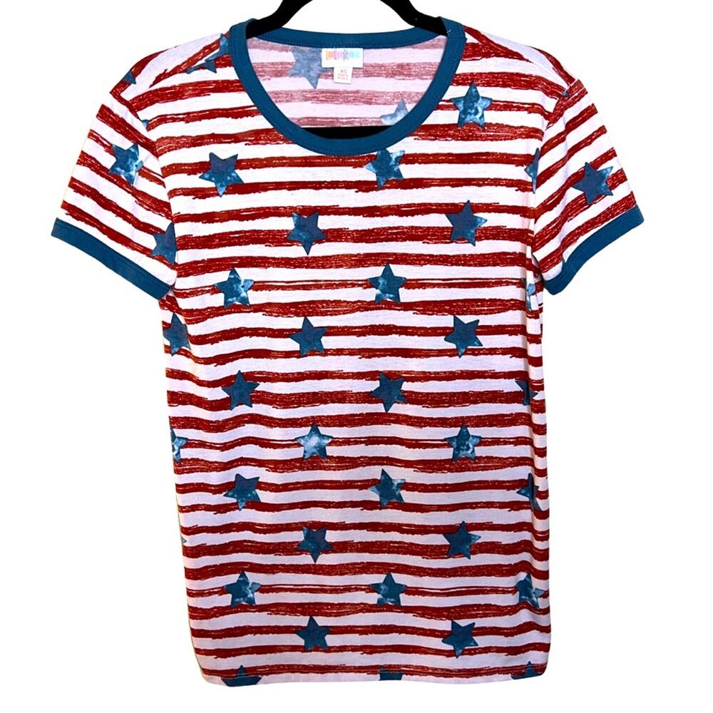 LuLaRoe Fourth of July Stars and Stripes Tee Size XS